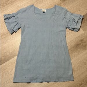 Universal Thread Textured Blue Ruffle Sleeve Shift Dress